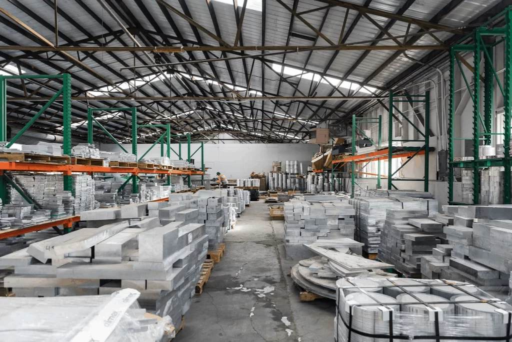 Aluminum Alloys inside a metal factory