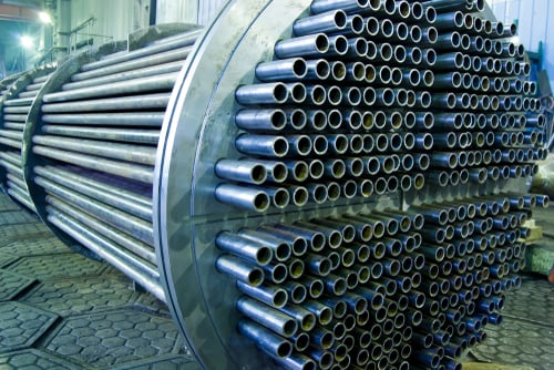 Corrosion-resistant alloy tubing used in a heat exchanger.