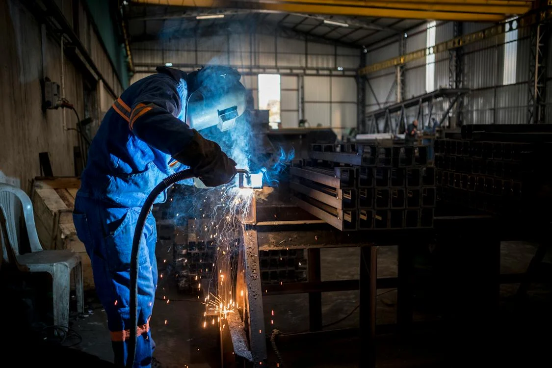 welder at work using