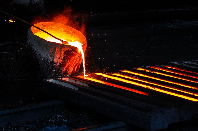 Molten metal being poured