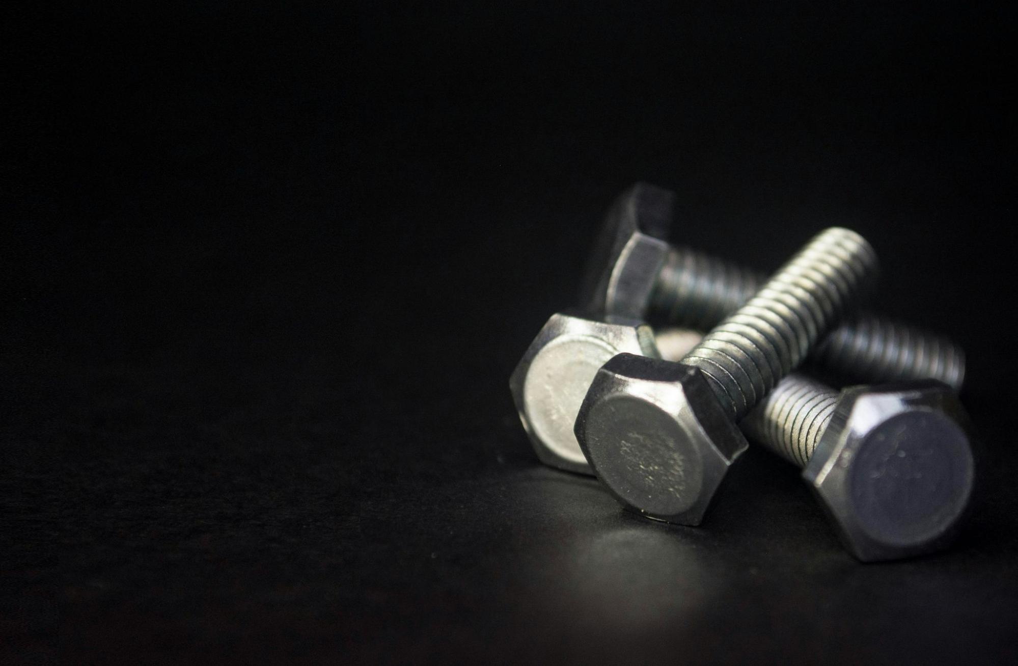 close-up of hex head bolts