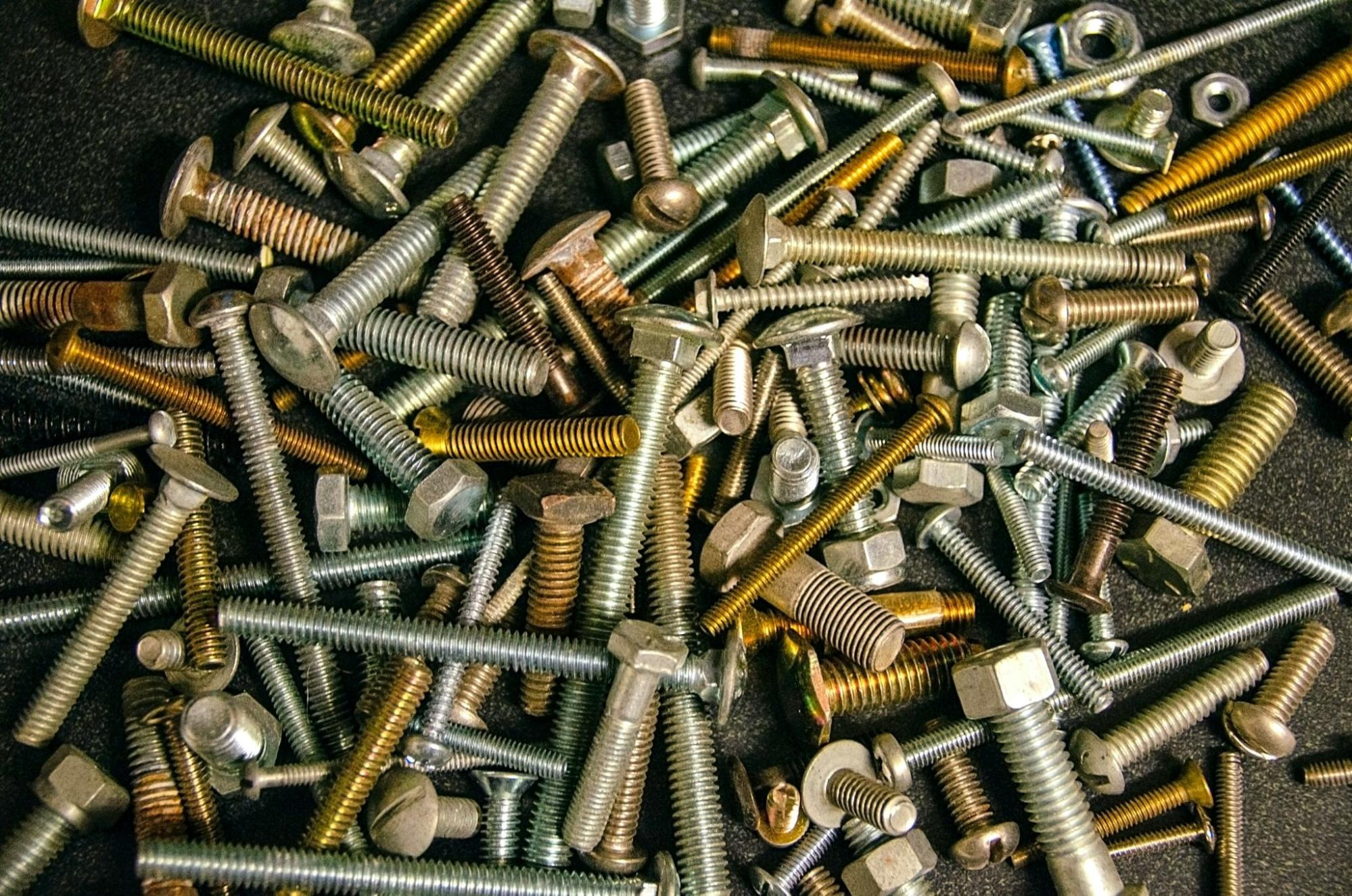 assorted metal bolts and nuts