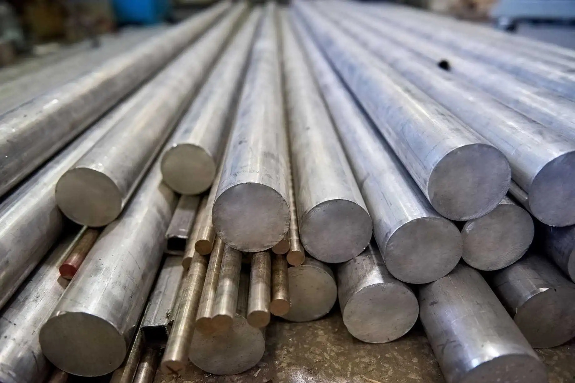 stacks of alloy round bars