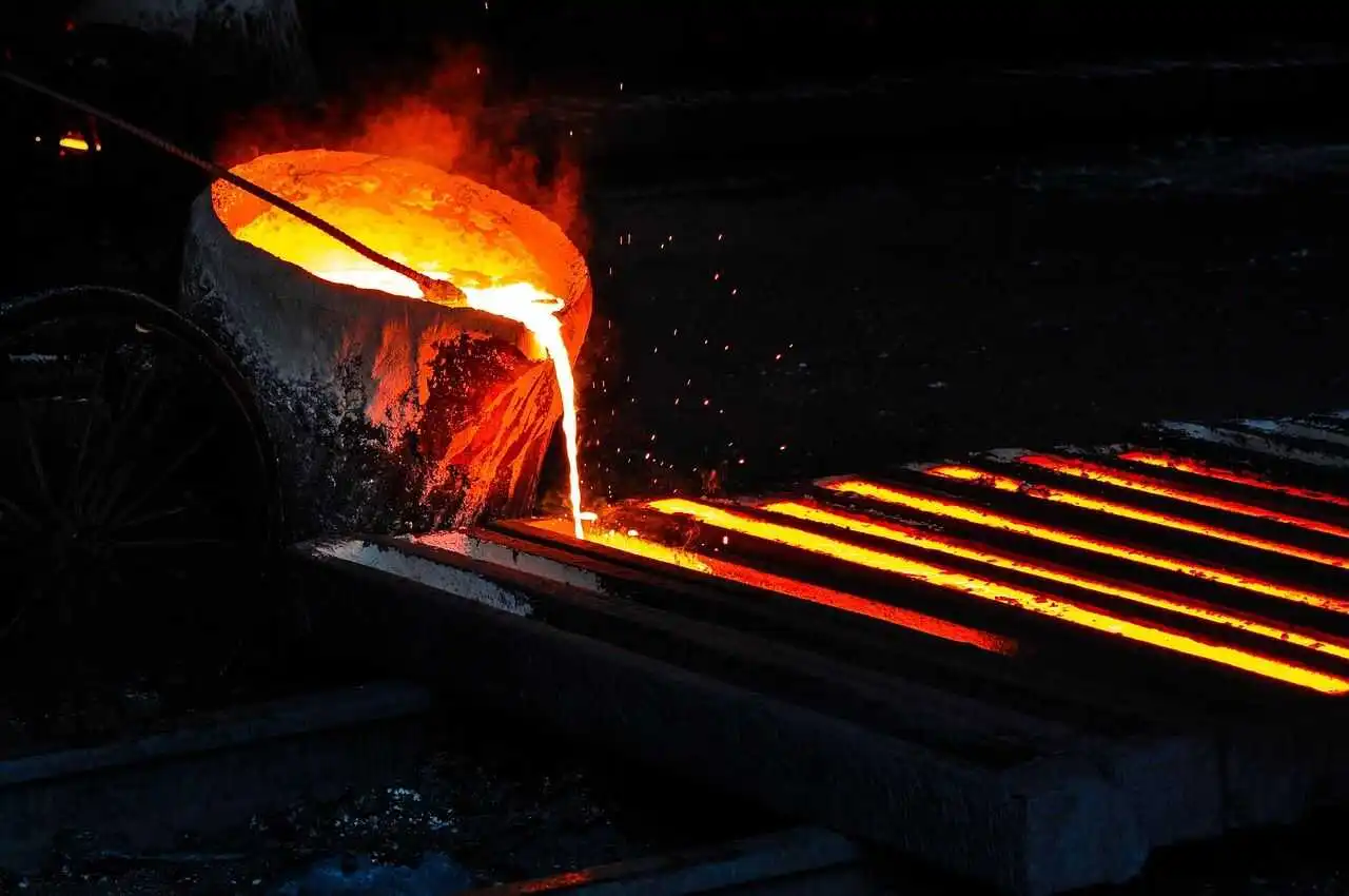 molten metal being poured in a foundry