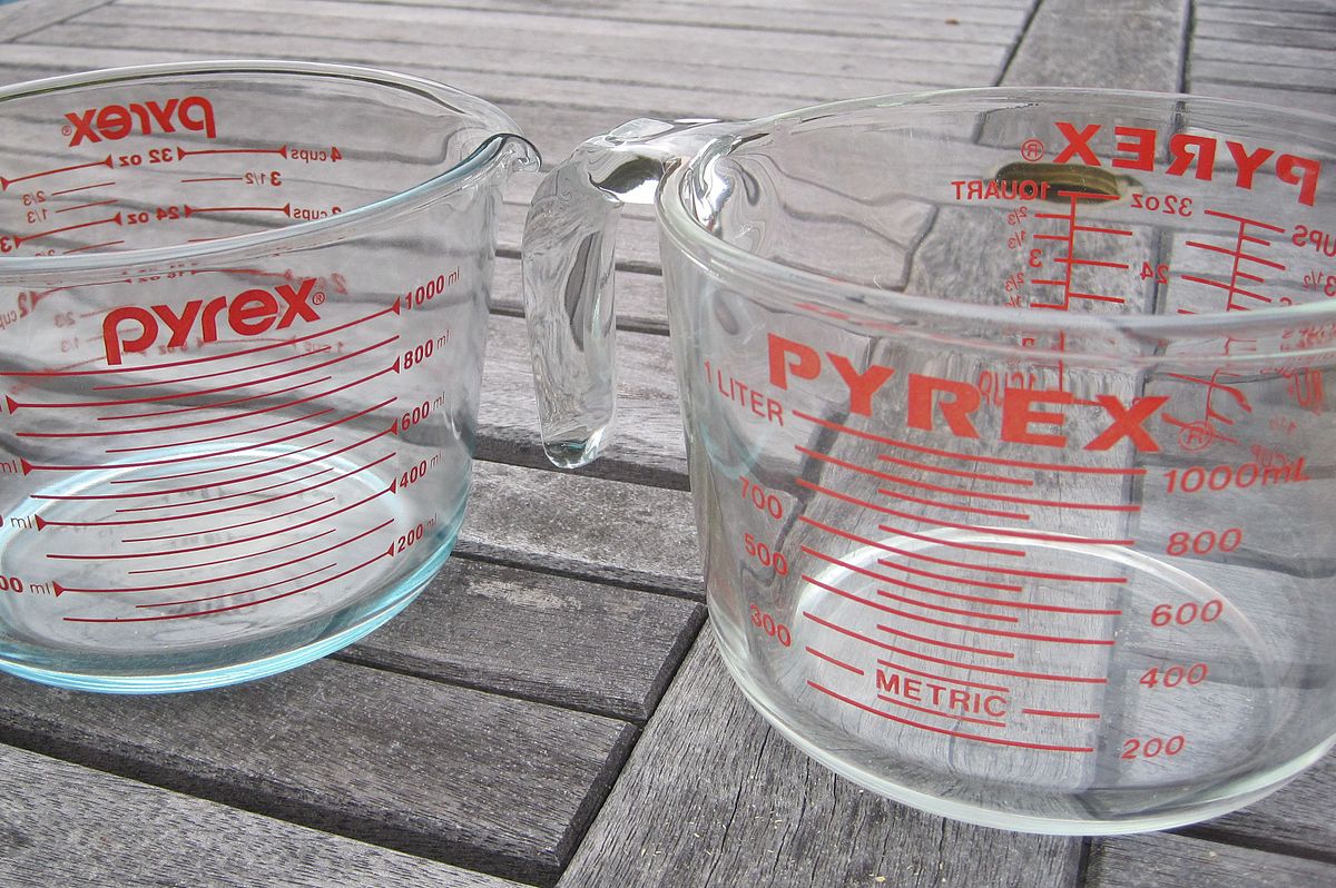 two Pyrex measuring containers